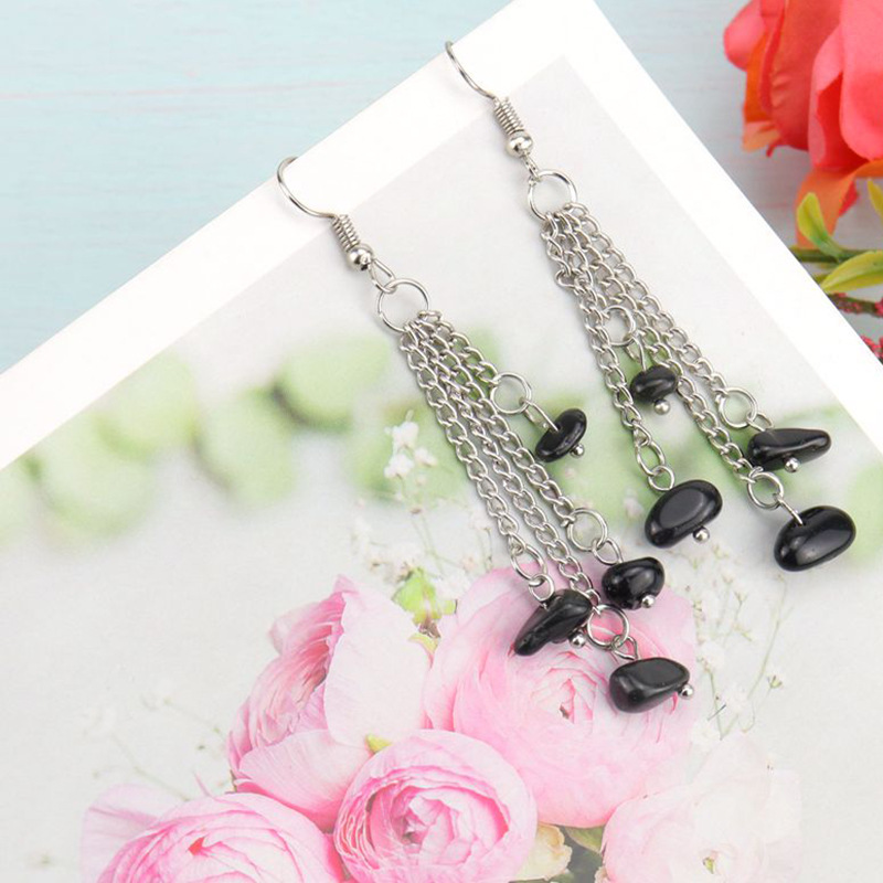 10g Weight Drop Earrings Classification 1 Pair Quantity Daily Occasion natural stone, Metal Material 1 Pair Simple Style Irregular Patchwork Natural Stone Metal Drop Earrings