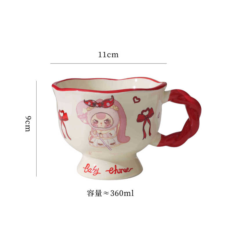 娃三岁卡通陶瓷早餐马克杯可爱少女心家用办公室麻花杯杯子伴手礼|undefined