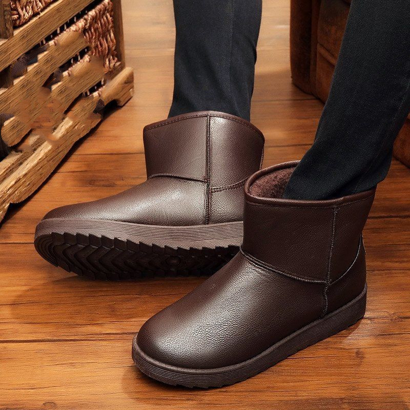 Botas de nieve para hombre 2025, forradas de lana, gruesas, cálidas, impermeables, de cuero PU, estilo Martin, modernas, para parejas, de algodón, para hombre y mujer image 8
