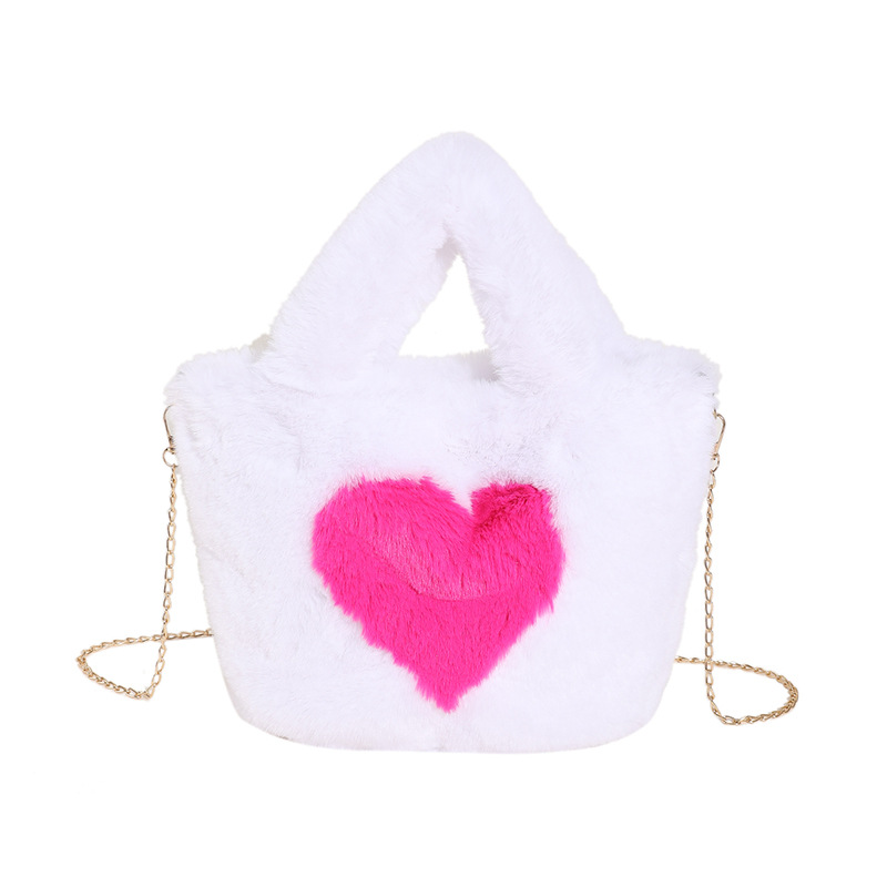 Autumn And Winter New Plush Love Chain Bag Casual Versatile Fashion Trend Handheld Tote Bag Single Shoulder Crossbody Women's Bag_senzul.com