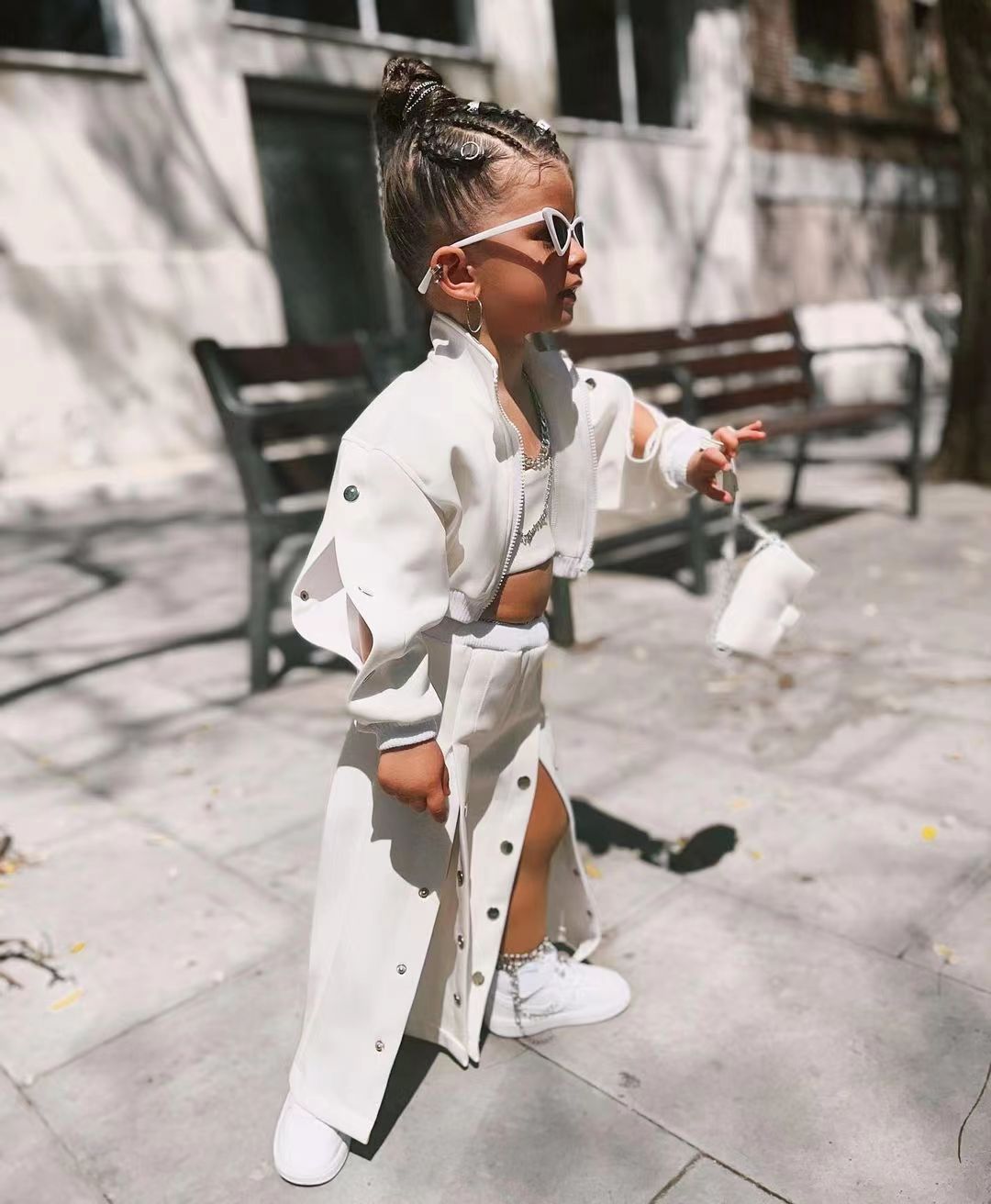 Ropa para niños, chaqueta, traje, pantalón ancho con botones, estilo high street_voghion.com