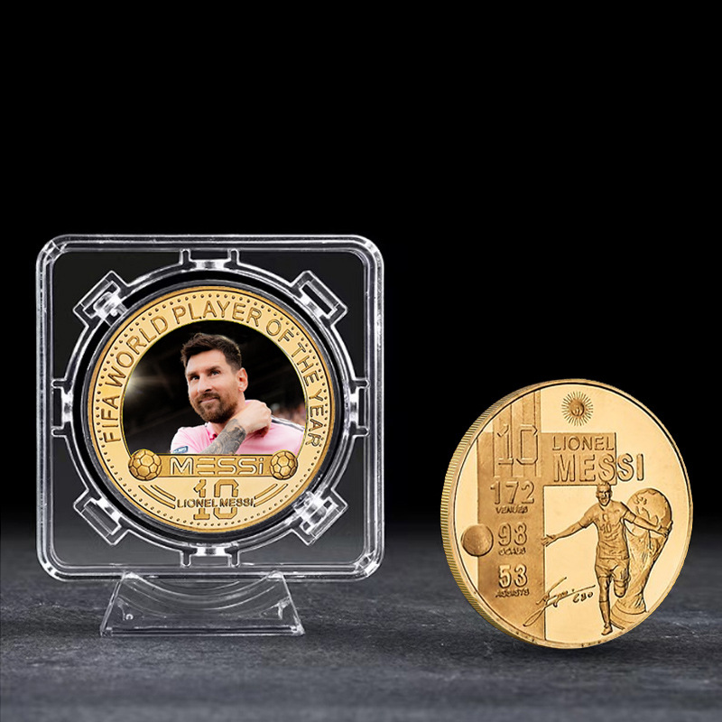 Messi, Argentina, Barcelona, medallón de moneda de Miami, insignia, regalo de fútbol