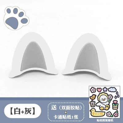 Helmet Top Decoration Cat – Motosiklet dəbilqələri - cat-ears-white-gray-come-with-4-pieces-of-base-glue-cartoon-stickers