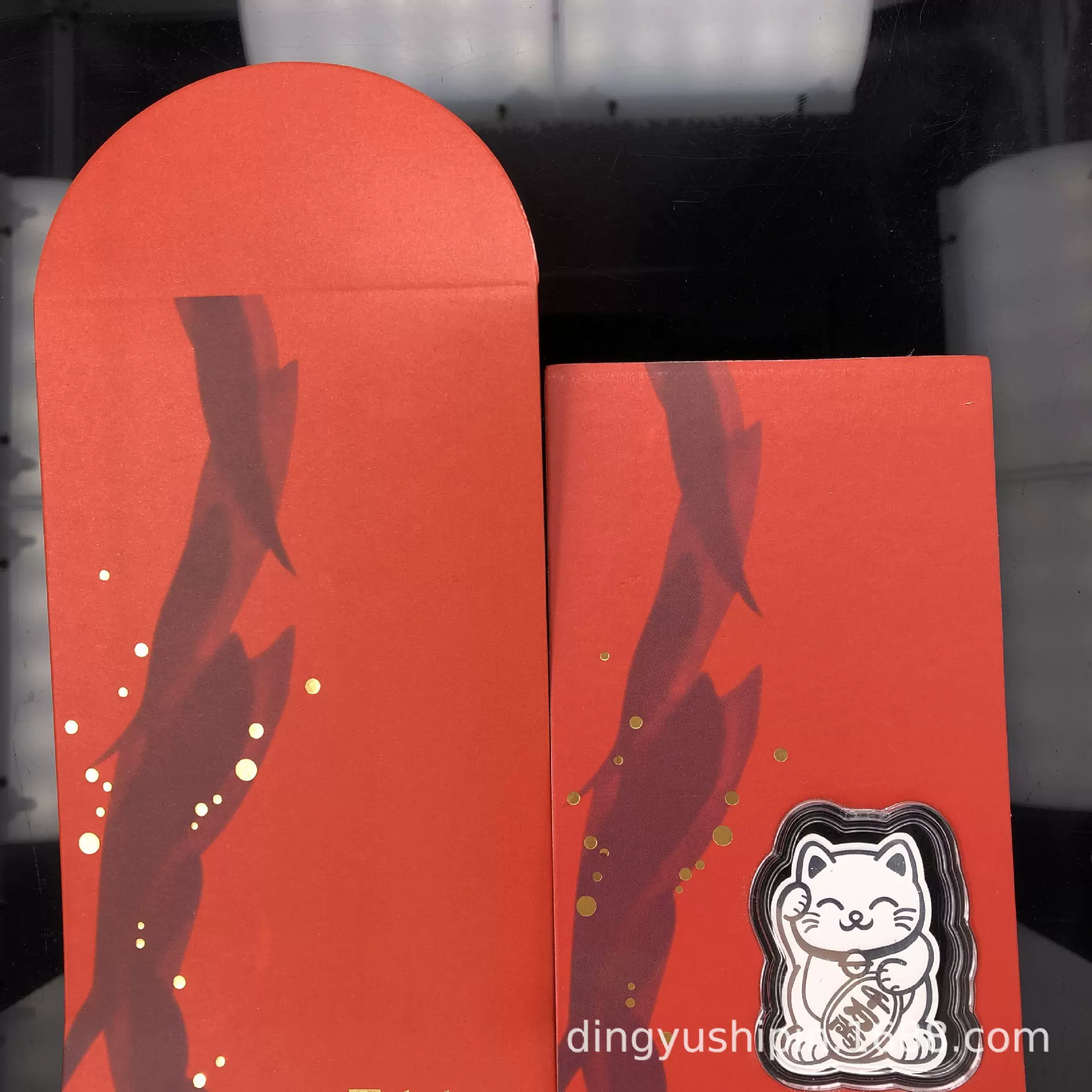 金银999猫手机贴批发 黄金压岁红包袋猫贴膜金片厂家