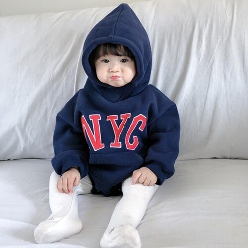 Baby clothes for autumn and winter, cute letter baby hooded jacket, pure cotton lined, thick, pants suit with diaper cover