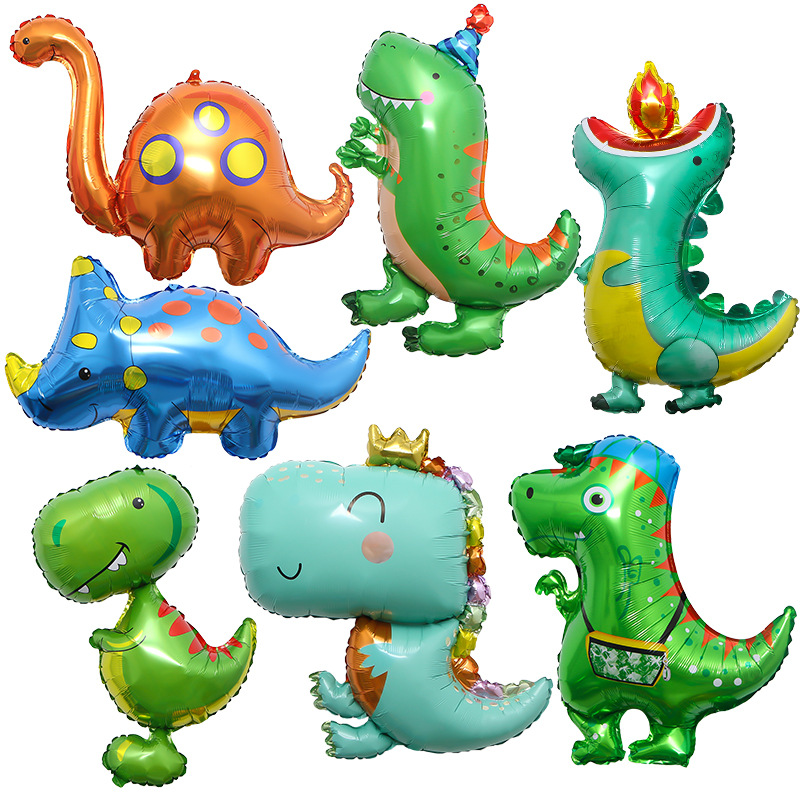 新品卡通可愛恐龍鋁膜氣球 劍龍噴火龍皇冠恐龍鋁箔氣球生日裝飾