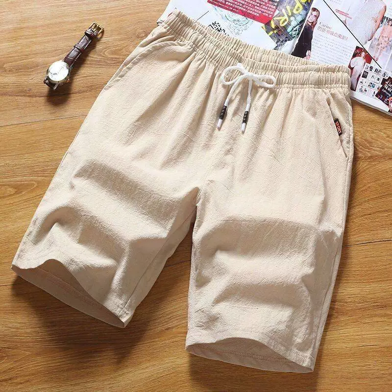 Cotton shorts for leisure, thin solid short beach trousers, Korean style