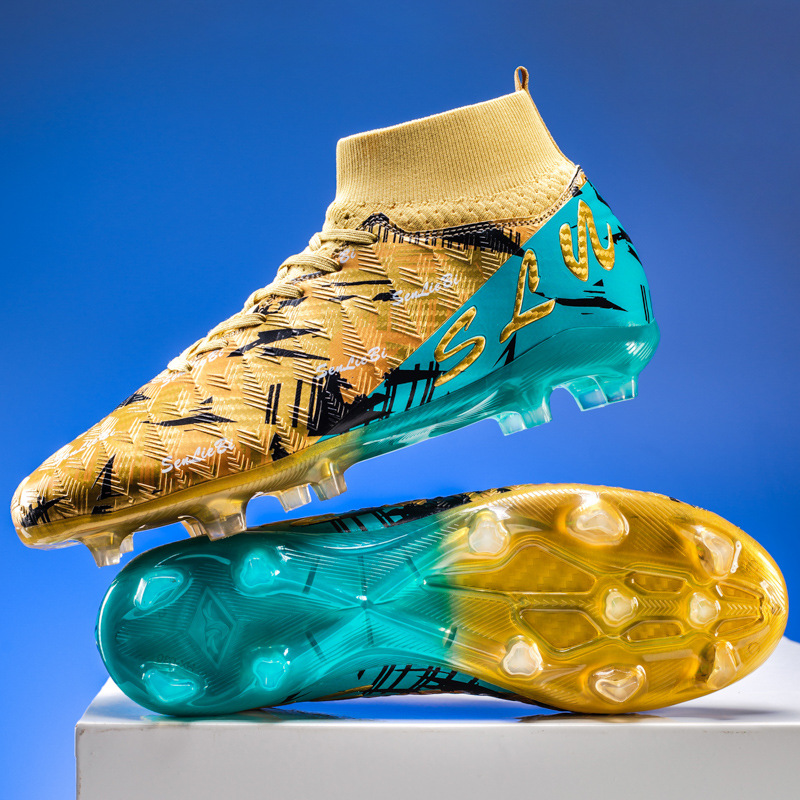 Zapatos de fútbol transfronterizos de clavos de alto impacto para niños y niñas, zapatos de entrenamiento antideslizantes transpirables para adultos, zapatos deportivos profesionales de clavos largos image 9