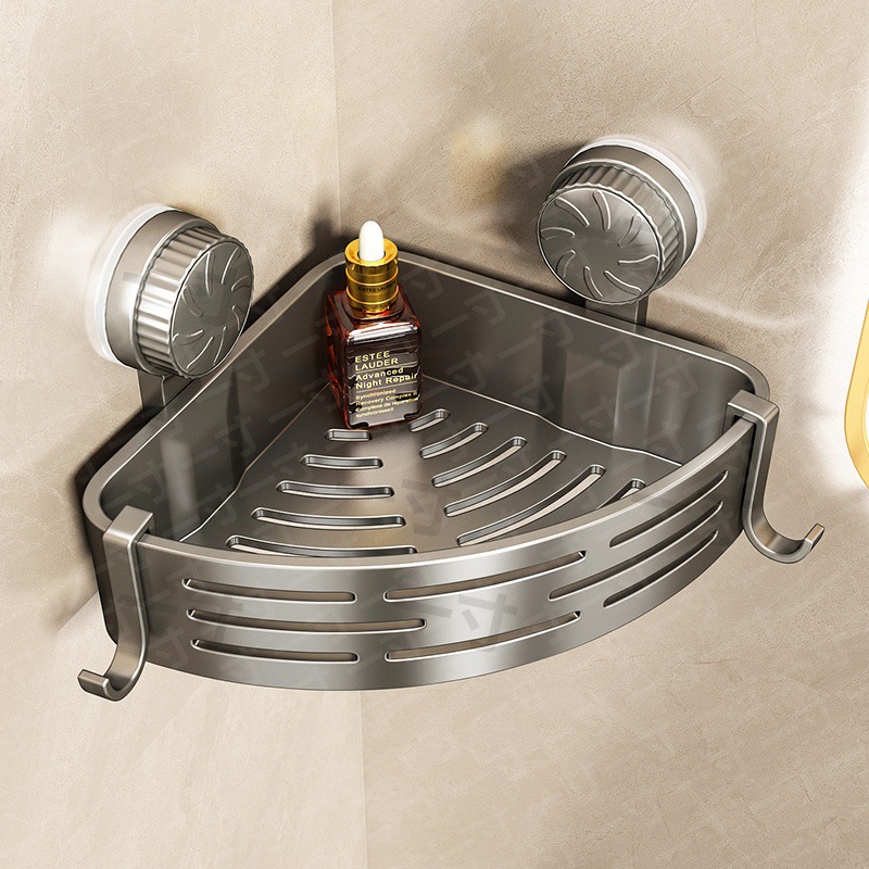 Suction Cup Triangle Basket Storage Rack Bathroom Toilet Wall Hanging Storage Rack Toilet Washstand Corner Hole-Free Finishing