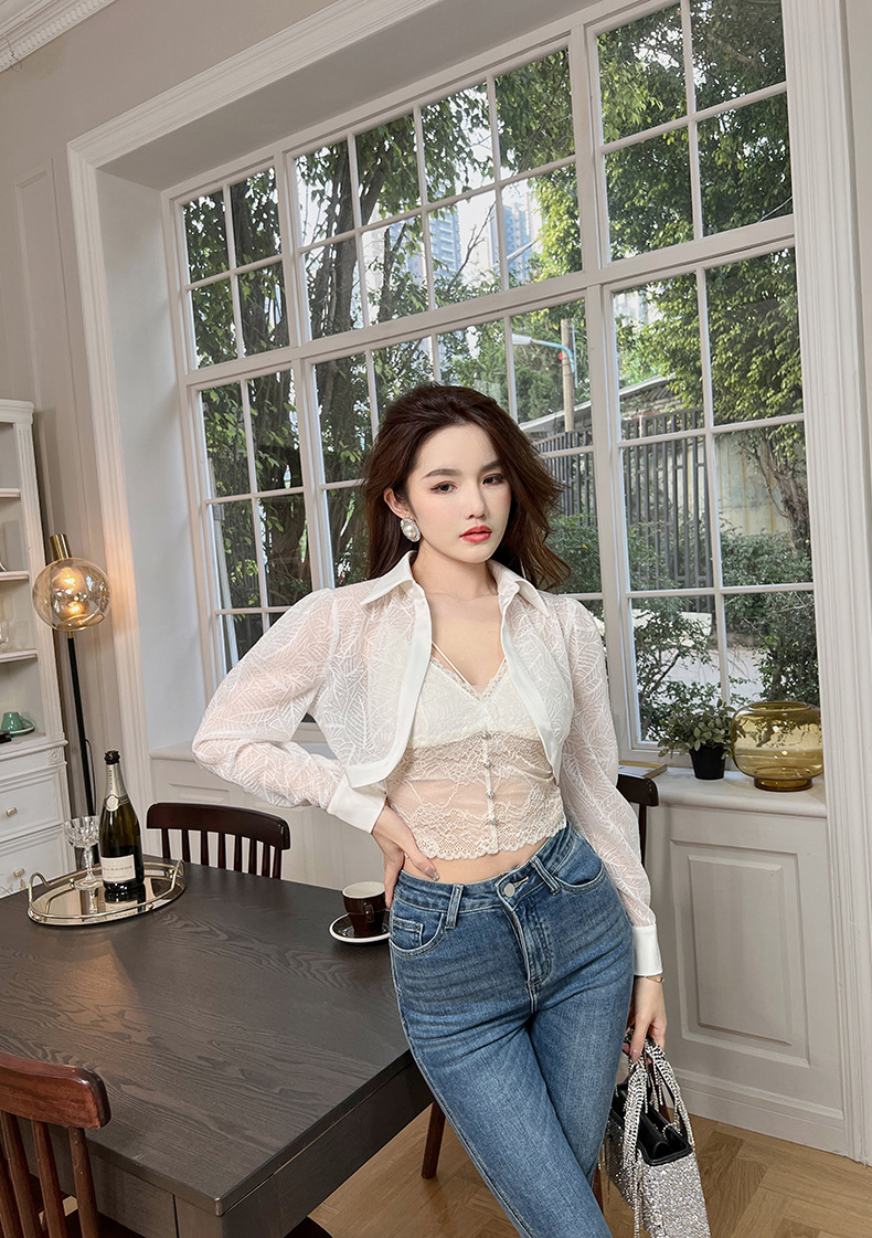 Áo khoác cardigan ngắn chống nắng mỏng nhẹ mặc trong nhà điều hòa — Màu đen chi tiết 17