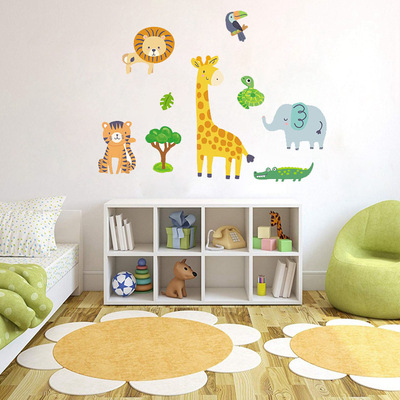 Cartoon lovely animal kindergarten autohesion children girl student Antibacterial decorate Beautify PVC Wall stickers