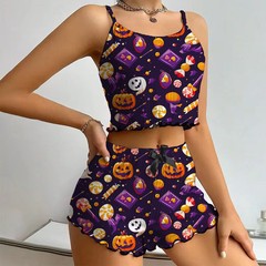 2025外贸出口跨境欧美俄新款睡衣女套装女式女款透气印花家居服