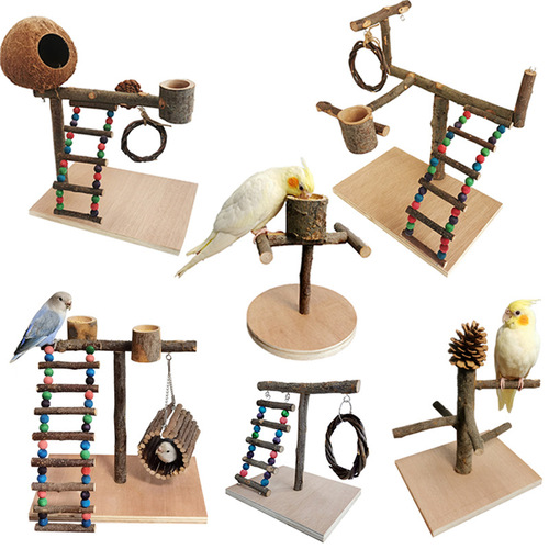 Solid Wood Parrot Stand Bird Training Stand Parrot Toy Supplies Desktop Training Stand Parrot Stand Pole Interactive Playground