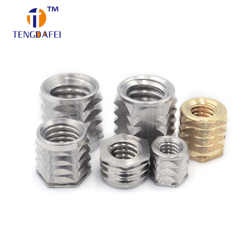 Brass knurled cold-pressed nuts Stainless steel hexagonal nuts Quick-embedded inserts cold-pressed nuts in multiple specifications