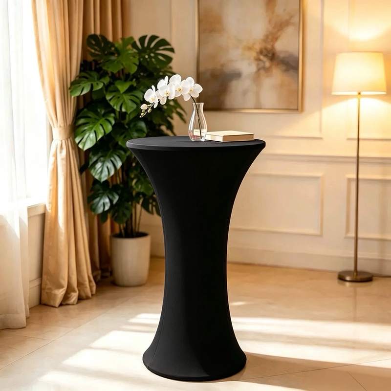 Wedding banquet cocktail elastic bar table cover, wedding decoration round table cover, manufacturer wholesale, solid color, in stock Wedding banquet cocktail elastic bar table cover, wedding decoration round table cover, manufacturer wholesale, solid color, in stock