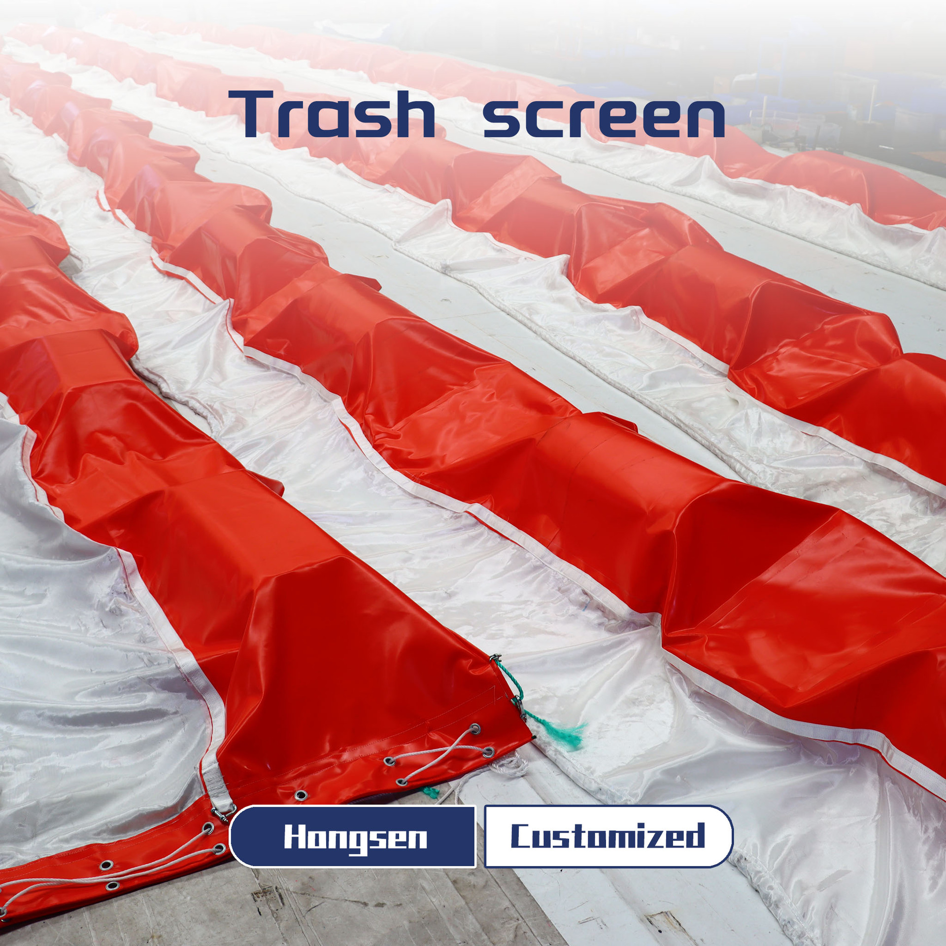 Trash screen拦污屏防污帘 过滤河道蓝藻水草污泥沙水滤水软围隔