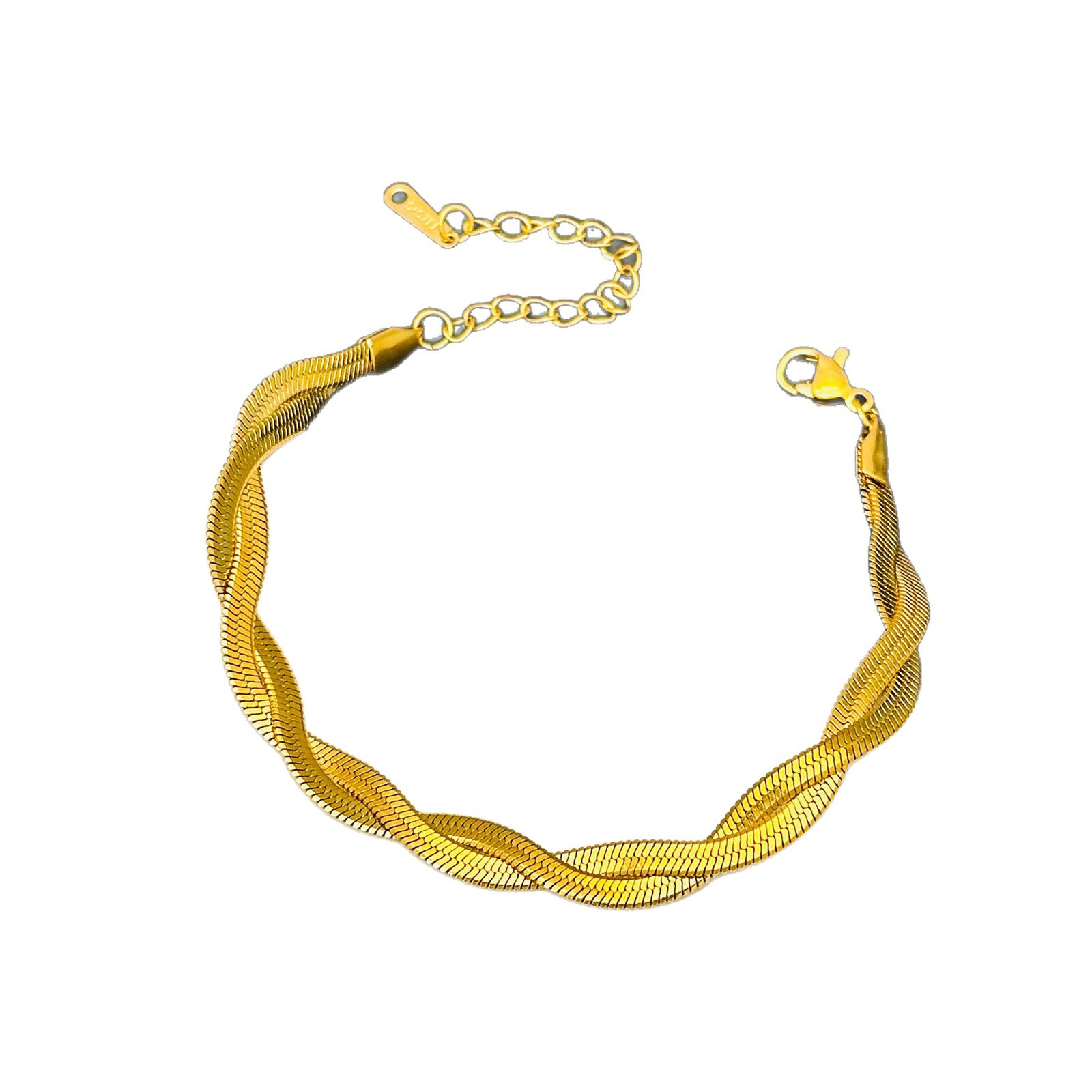 Nicho de diseño de cadena de clavícula de acero inoxidable trenzado de dos hebras pulseras de oro 18K collares joyas de tobillas para mujeres