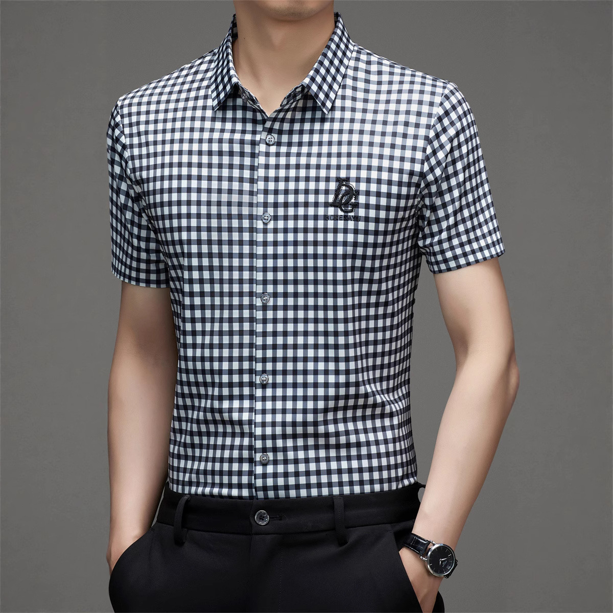 Source Factory High-end Mulberry Silk Summer Short-sleeved Shirt Men's Casual Business Elastic Non-ironing Thin Ice Silk Shirt