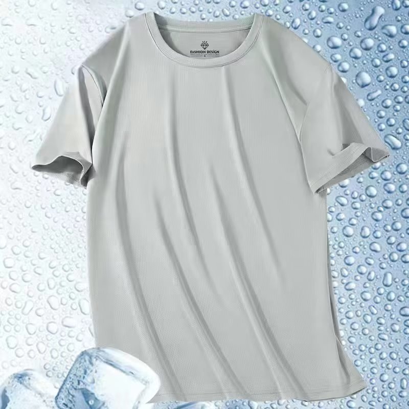 2025 スポーツ Tシャツメンズ半袖 Tシャツアイスシルク吸汗発散性シャツメンズ夏の新しい快適なフィットネスメッシュ速乾性|undefined