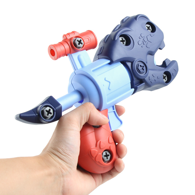 Dos en uno desmontaje juguete pistola niños DIY montaje desmontaje tornillo manual dinosaurio Mesa PISTOLA DE TENIS juguete al por mayor