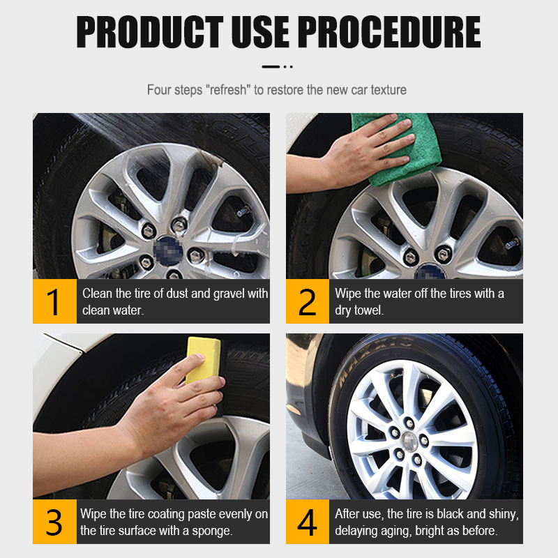Guangzhou Nuojie Auto Tire Care Cream Abrillantador Ennegrecimiento y brillo Descontaminación Reformado Crema de recubrimiento de neumáticos antienvejecimiento image 3