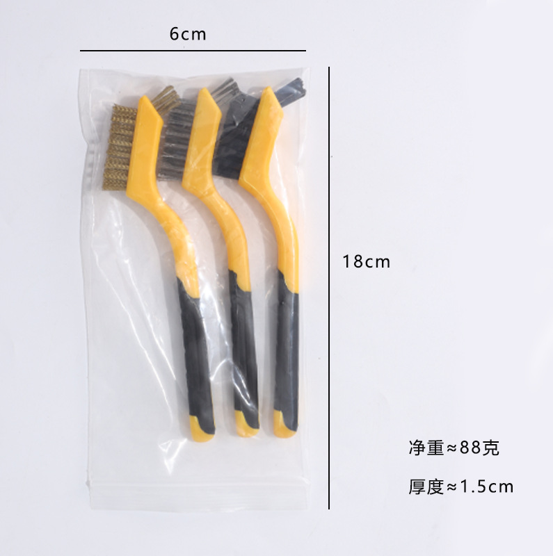 Nueve caballos 3PC traje de doble cabeza cepillo de alambre de acero inoxidable cepillo de alambre de cobre cepillo de limpieza Wenwan cepillo de eliminación de óxido