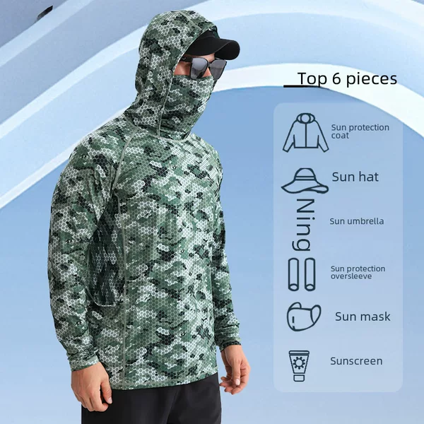 Long-Sleeved Men's Sun Protection Clothing Fishing Clothing 2026 New Quick-Drying Anti-Uv Ice Silk Fishing Sun Protection Clothing for Men