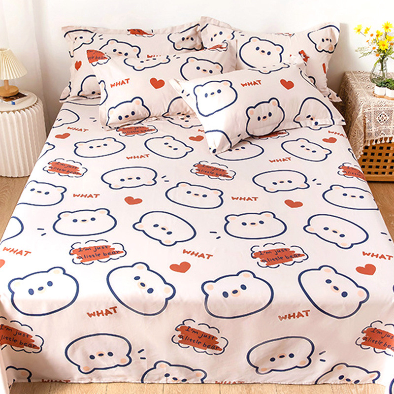 Sábana de algodón grueso de dibujos animados pieza individual 100 algodón dormitorio de estudiantes cama individual de verano pieza de tres piezas doble 1.5