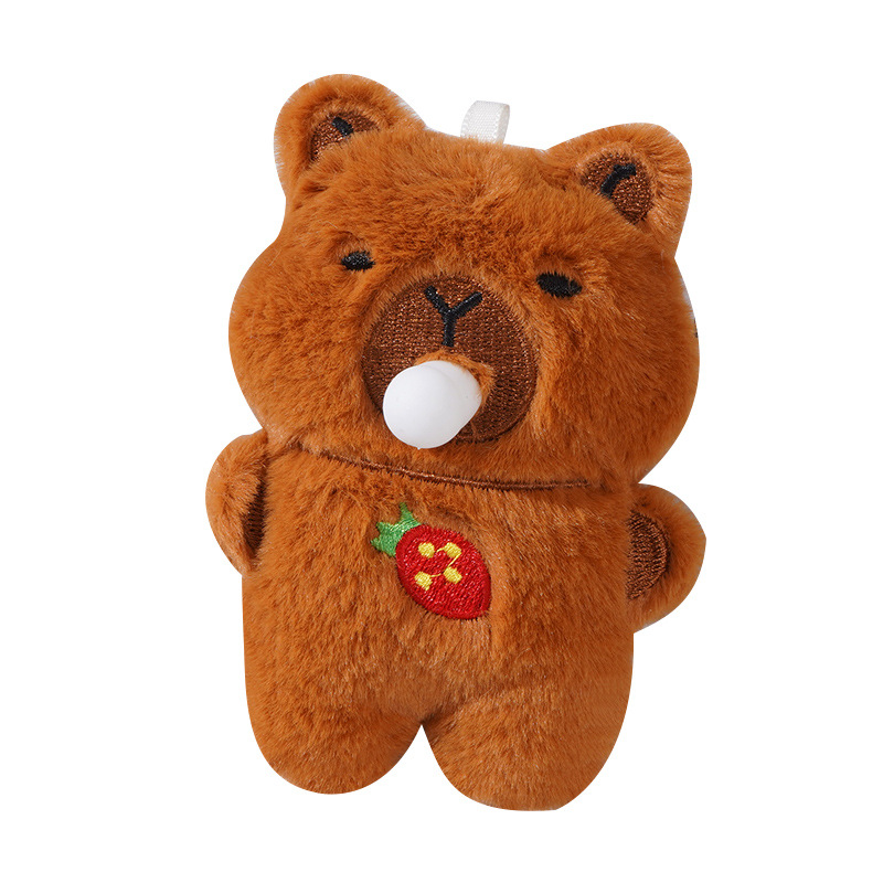 Internet celebrity decompression doll blowing bubbles Capibala pendant cartoon plush capybara bag hanging doll machine doll