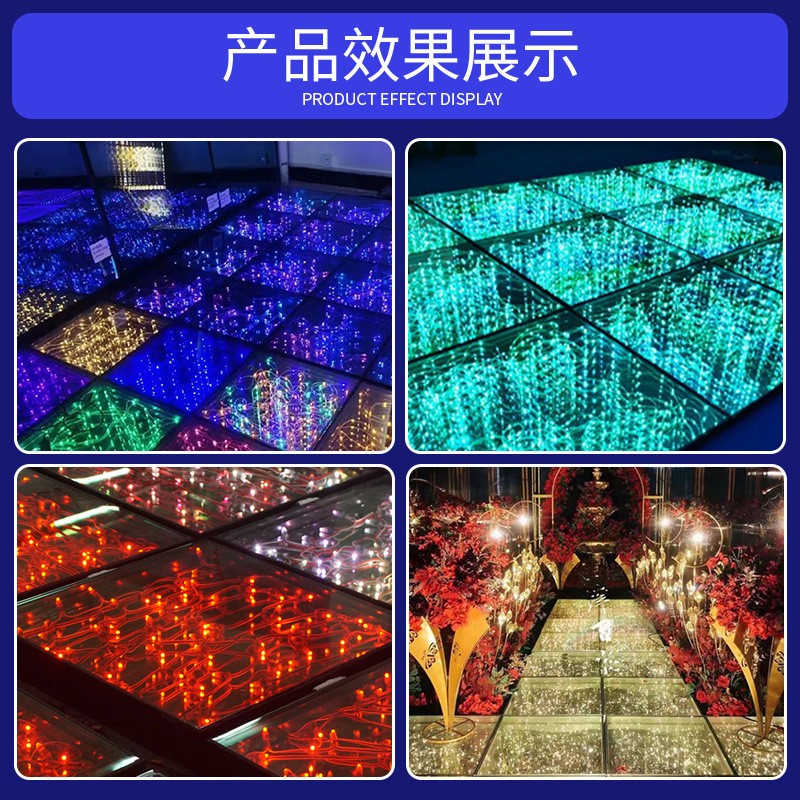 Fábrica directa de ladrillo luminoso de suelo a color completo barra espejo abismo bailado ladrillo de suelo estrella luz de escenario