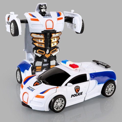 Transformation Robot Police Car Children's Blue Buga Sports Car King Kong Robot Car Boys Toys Wholesale Puzzle