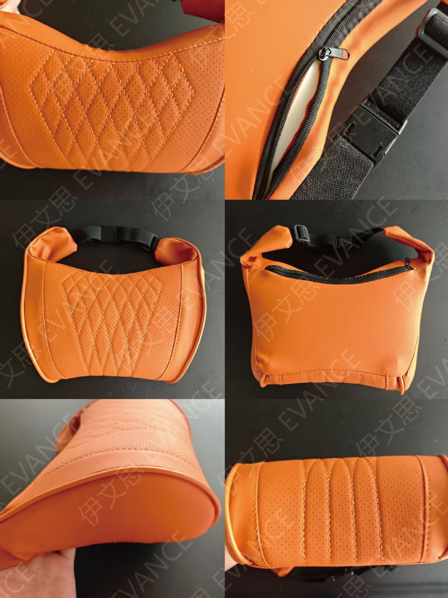 Car pillow, neck support pillow, perforated breathable memory foam car seat headrest and lumbar support, a magic tool for long-term sitting, leather lumbar support