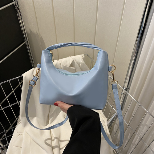 Simple solid color Korean style handbag for women  new summer trendy one-shoulder crossbody bag small fresh dumpling bag