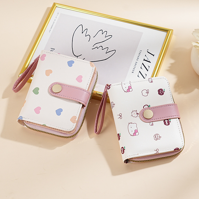 Cross-border New Japanese Style Cute Kitten Girl's Wallet Short Student Card Bag Zipper Coin Purse Women's Wallet Cross-border New Japanese Style Cute Kitten Girl's Wallet Short Student Card Bag Zipper Coin Purse Women's Wallet