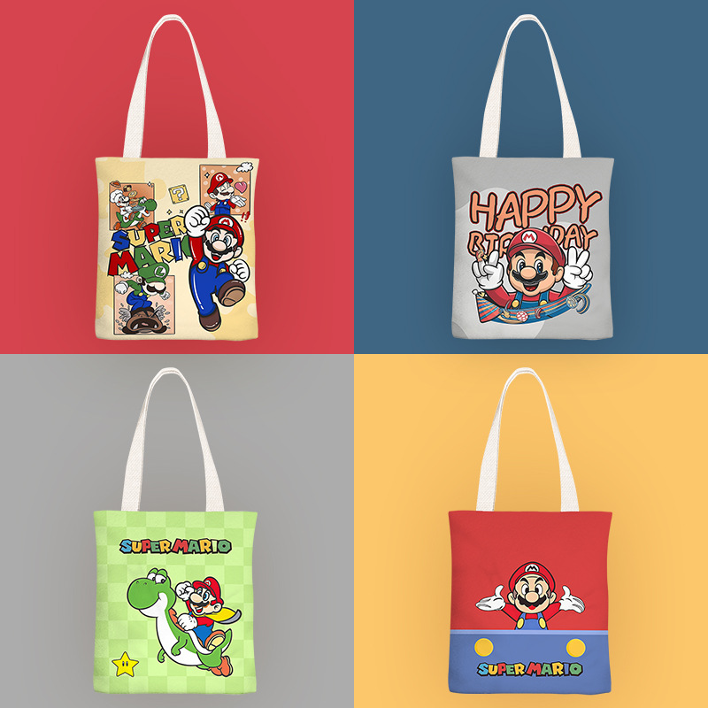 马里奥卡通帆布袋单肩包年会活动伴手礼礼品袋购物袋帆布包