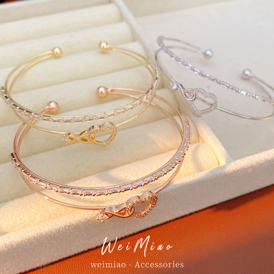 Zheng Zheng Shi amor pulsera de doble capa abierta pulsera de moda coreana exquisita pulsera versátil alta sensación de lujo ligero joyería al por mayor