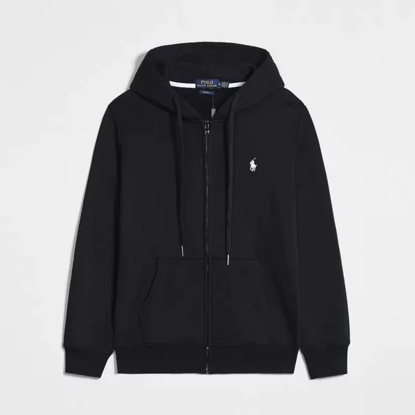 Cross-Border Exclusive Supply of Paul's Spring and Autumn Men's Hooded Sweatshirt, Solid Color Rl Cardigan Jacket, Zip-Up Hooded Sweatshirt