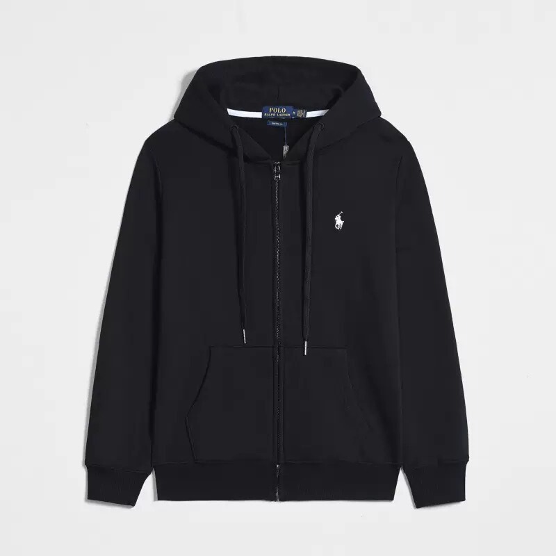 Cross-Border Exclusive Supply of Paul's Spring and Autumn Men's Hooded Sweatshirt, Solid Color Rl Cardigan Jacket, Zip-Up Hooded Sweatshirt