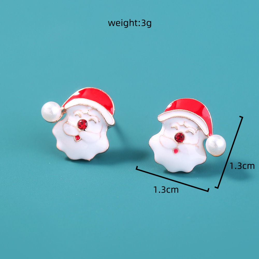 Weihnachtsmann Asymmetrische Ohrringe Schneeflocke Elchglocke Tropfende Ohrringe display picture 1