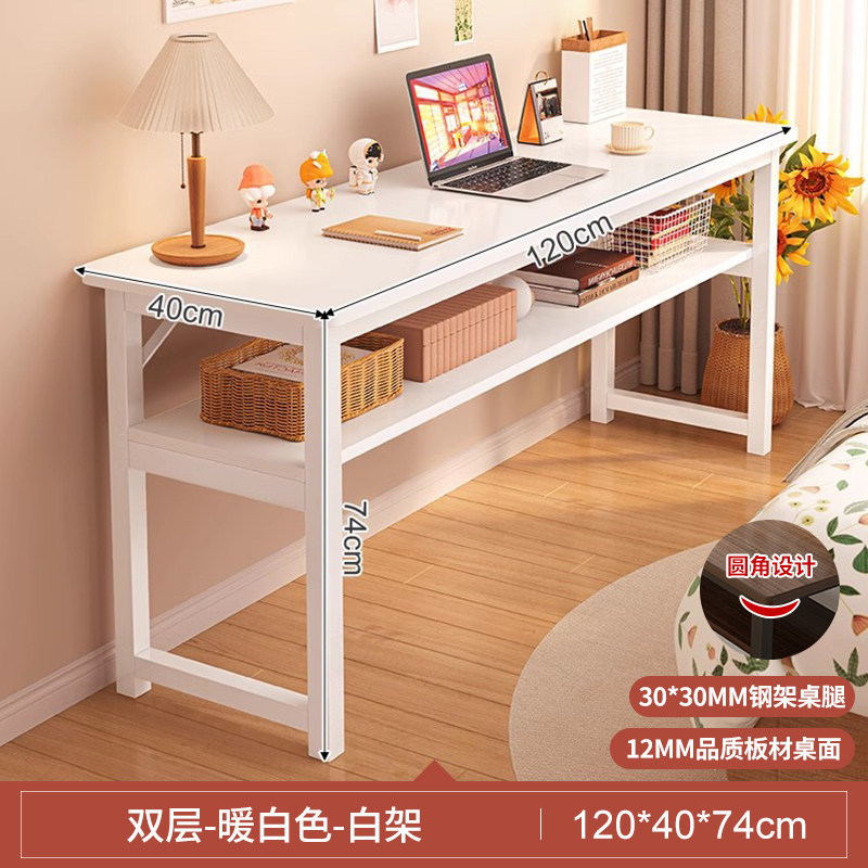 Escritorio para niñas dormitorio casero tabla larga tabla rectangular contra la pared tabla estrecha mesa de trabajo escritorio de computadora simple casa de alquiler image 10