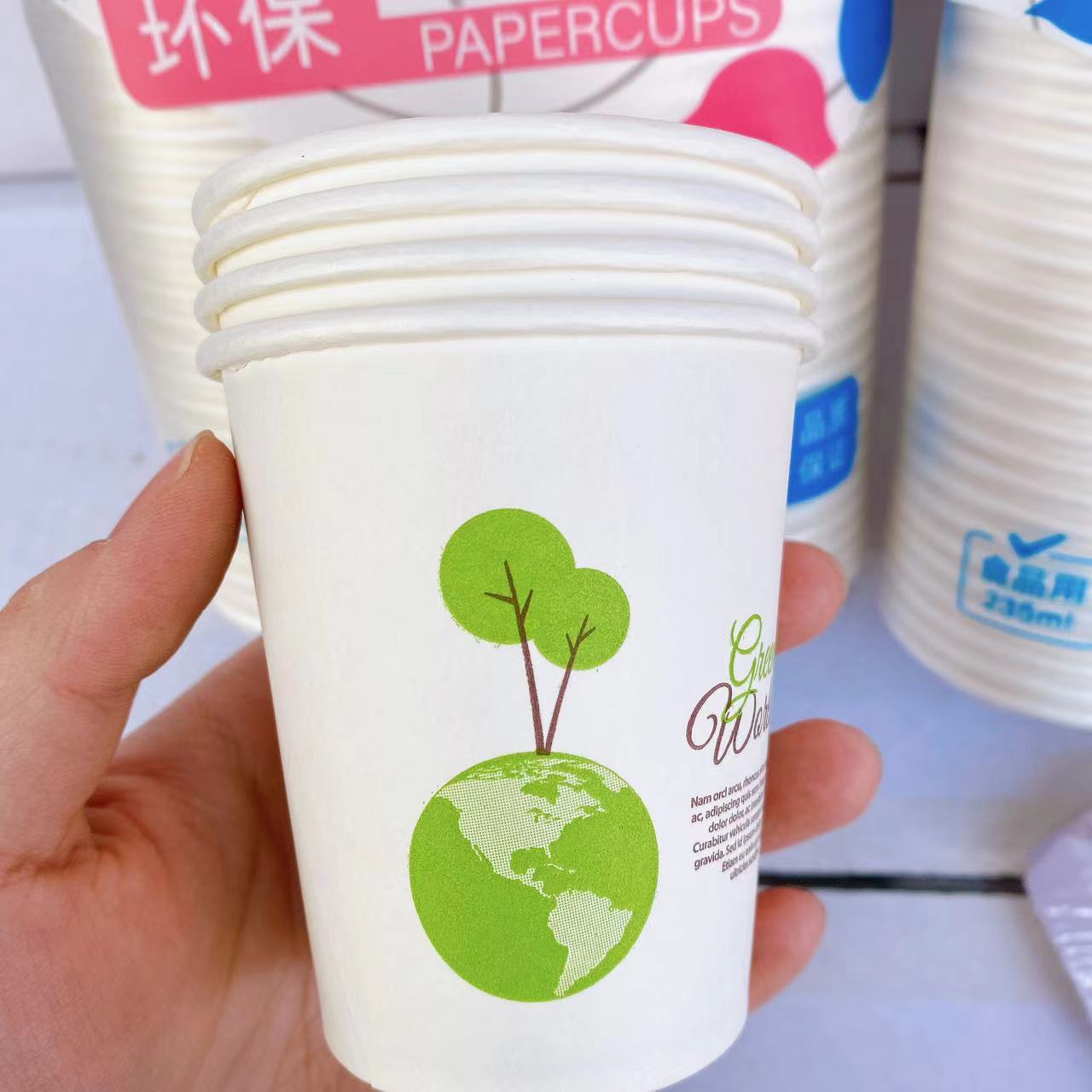 Tazas de papel desechables al por mayor 235ml 50 solo 9 oz tazas de menú de oficina en el hogar tazas de bebida