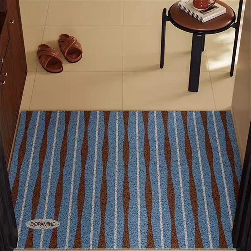 Simple Mid-Century Style Entrance Door Silk Circle Floor Mat, Easy to Care For, Entrance Door Mat, Home Entrance Cuttable Carpet