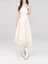 韩系甜美法式吊带连衣裙子女夏季收腰显瘦气质仙女长裙