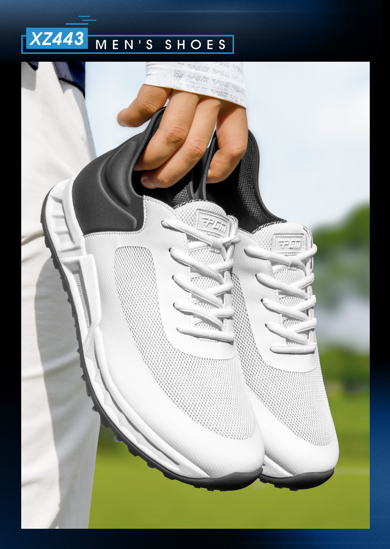 Giày golf nam PGM đế đệm phục hồi, lưới thoáng khí chống trơn trượt — XZ443-Lingyun Xám chi tiết 12