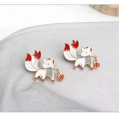 Adorable Ins Trend Badges Small Fox Chinese Style Pin Brooch Student Collar Pin Unisex Versatile Bag Accessory