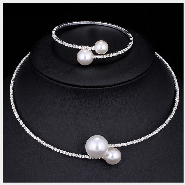 Full Diamond and Pearl Open Choker Necklace for Women, Short Personalized Choker Collarbone Chain, Ins Style Full Diamond and Pearl Open Choker Necklace for Women, Short Personalized Choker Collarbone Chain, Ins Style