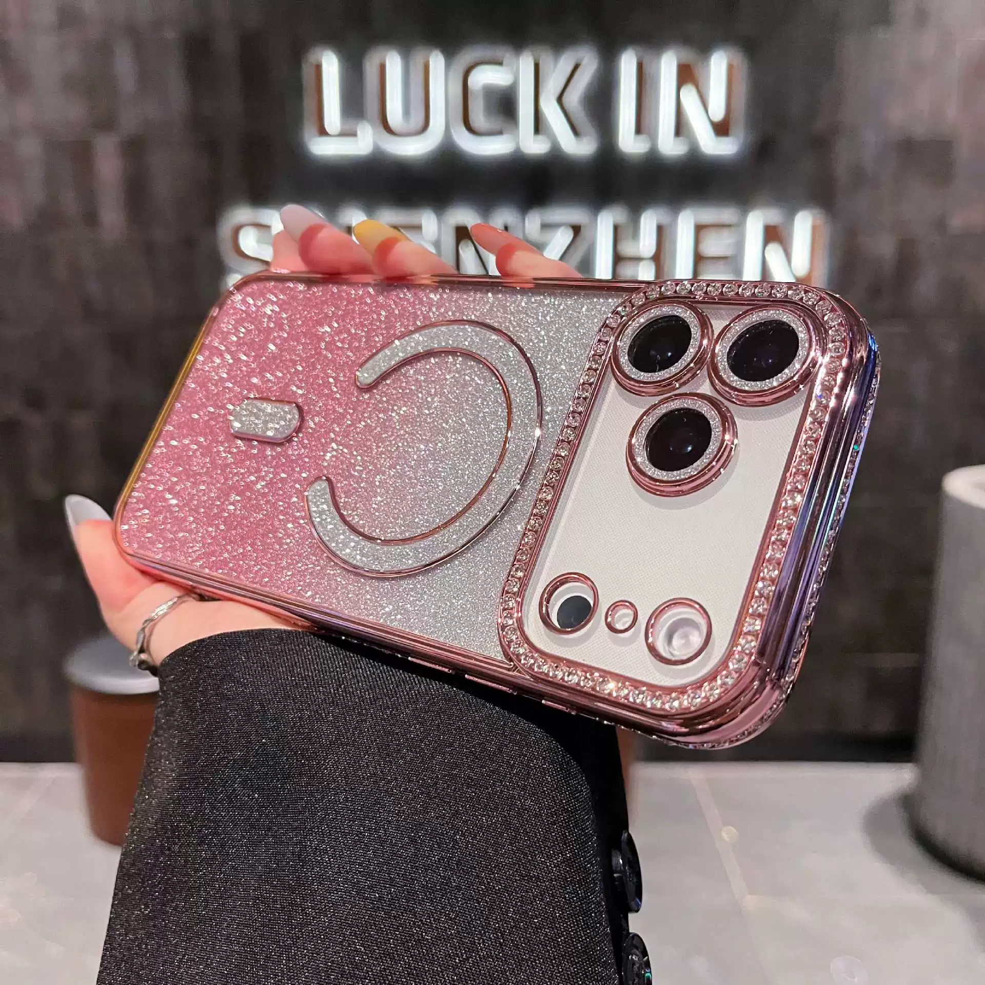 Phone case Apple iPhone17 Pro compatible — gradient glitter, camera & drop protection
