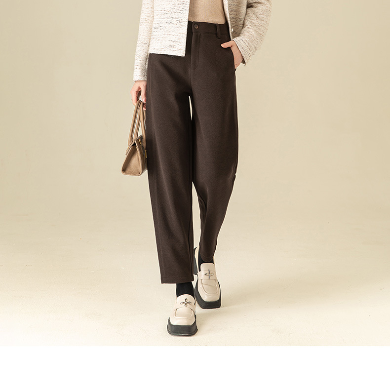 Quần culottes nữ ống rộng cạp cao chất liệu tơ tằm len dáng chéo chéo mùa thu đông — Angola đỏ chi tiết 21