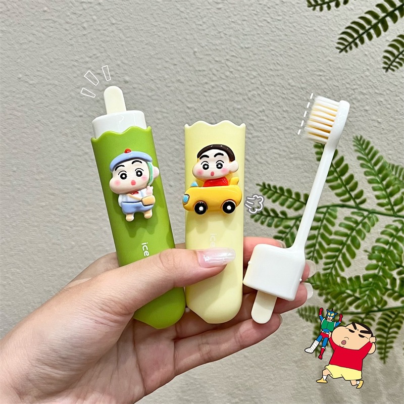 크레용 신짱 여행 접이식 칫솔 어린이 휴대용 성인 부드러운 머리 미니 방진 학생 특별 만화 여행