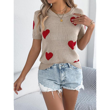 J 42095 Heart Print Knit Tee ײɫ������֯����羳��ó��